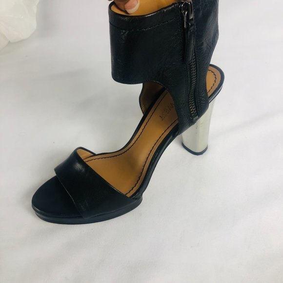 Black Nine West Sandal Ankle strap with Silver Heels 6M - Picture 2 of 12